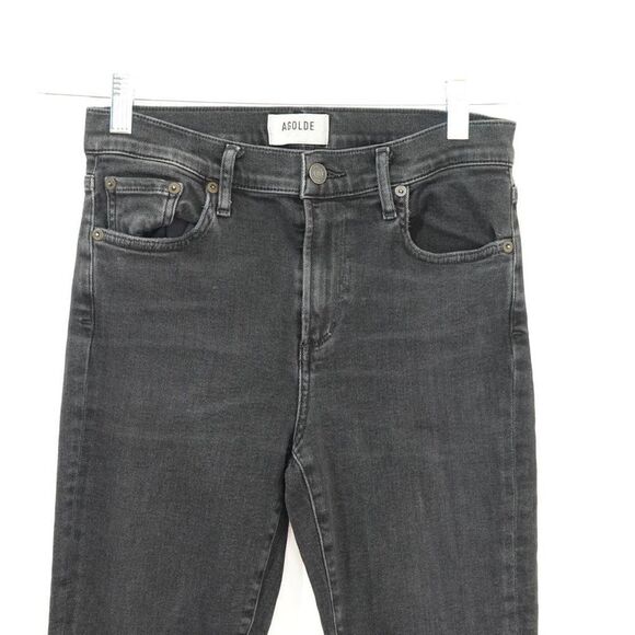 Agolde Sophie High Rise Skinny Jean Black Raw Hem Size 27 - Picture 5 of 9